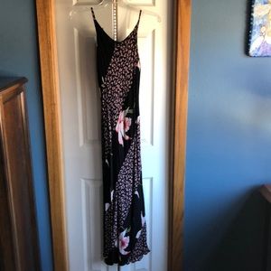 Black floral maxi dress with matching shawl